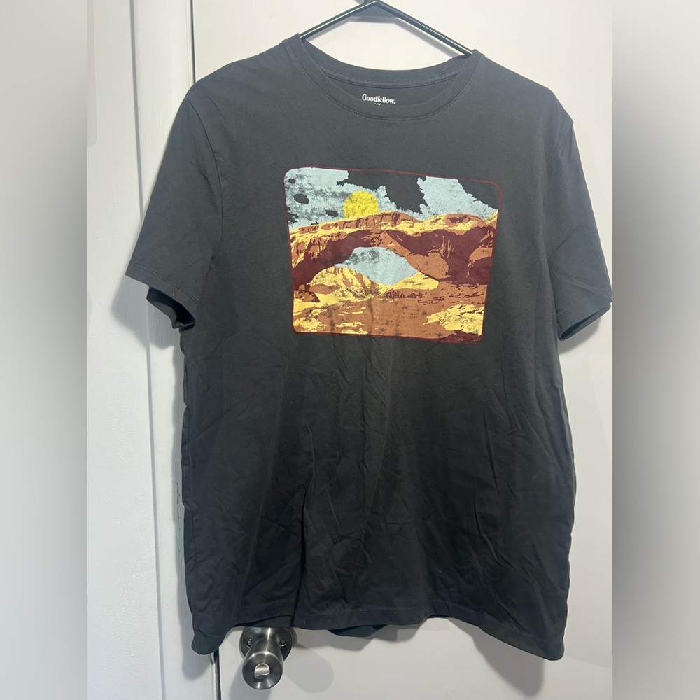 Goodfellow & Co Black Short-Sleeve Tee with Southwestern Landscape Print